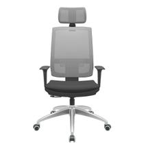 Cadeira Office Brizza Tela Cinza Com Encosto Assento Aero Preto RelaxPlax Base Aluminio 126cm - 63585 - Sun House