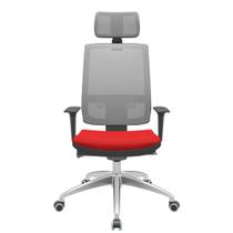Cadeira Office Brizza Tela Cinza Com Encosto Assento Aero Vermelho Autocompensador 126cm - 63195 Cadeira Office Brizza Tela Cinza Com Encosto Assento Aero Vermelho Autocompensador 126cm - 63195