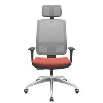 Cadeira Office Brizza Tela Cinza Com Encosto Assento Concept Rose RelaxPlax Base Aluminio 126cm - 63591