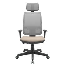 Cadeira Office Brizza Tela Cinza Com Encosto Assento Poliester Fendi RelaxPlax Base Standard 126cm