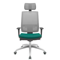 Cadeira Office Brizza Tela Cinza Com Encosto Assento Poliester Verde Autocompensador 126cm - 63225 Cadeira Office Brizza Tela Cinza Com Encosto Assento Poliester Verde Autocompensador 126cm - 63225