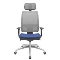 Cadeira Office Brizza Tela Cinza Com Encosto Assento Vinil Azul Autocompensador 126cm - 63190 Cadeira Office Brizza Tela Cinza Com Encosto Assento Vinil Azul Autocompensador 126cm - 63190