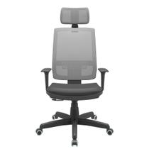Cadeira Office Brizza Tela Cinza Com Encosto Assento Vinil Preto RelaxPlax Base Standard 126cm - 63659