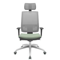 Cadeira Office Brizza Tela Cinza Com Encosto Assento Vinil Verde Autocompensador 126cm - 63240 Cadeira Office Brizza Tela Cinza Com Encosto Assento Vinil Verde Autocompensador 126cm - 63240