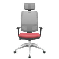 Cadeira Office Brizza Tela Cinza Com Encosto Assento Vinil Vermelho Autocompensador 126cm - 63191 Cadeira Office Brizza Tela Cinza Com Encosto Assento Vinil Vermelho Autocompensador 126cm - 63191