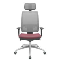 Cadeira Office Brizza Tela Cinza Com Encosto Assento Vinil Vinho Autocompensador 126cm - 63238
