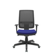 Cadeira Office Brizza Tela Preta Assento Aero Azul Autocompensador Base Standard 120cm - 63692 - Sun House