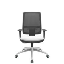 Cadeira Office Brizza Tela Preta Assento Aero Branco RelaxPlax Base Aluminio 120cm - 63820 - Sun House