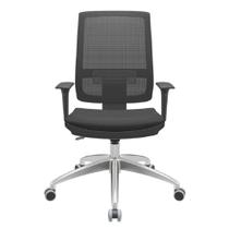 Cadeira Office Brizza Tela Preta Assento Aero Preto BackPlax Base Aluminio 120 cm - 64217 - Sun House