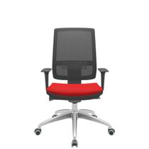 Cadeira Office Brizza Tela Preta Assento Aero Vermelho Autocompensador Base Aluminio 120cm - 63750 - Sun House
