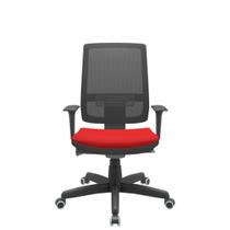 Cadeira Office Brizza Tela Preta Assento Aero Vermelho Autocompensador Base Standard 120cm - 63693 - Sun House