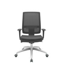 Cadeira Office Brizza Tela Preta Assento Vinil Preto Autocompensador Base Aluminio 120cm - 63747