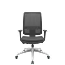 Cadeira Office Brizza Tela Preta Assento Vinil Preto RelaxPlax Base Aluminio 120cm - 63810