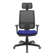 Cadeira Office Brizza Tela Preta Com Encosto Assento Aero Azul RelaxPlax Base Standard 126cm - 63614 - Sun House