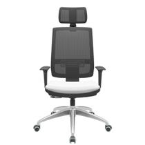 Cadeira Office Brizza Tela Preta Com Encosto Assento Aero Branco RelaxPlax Base Aluminio 126cm - 63521