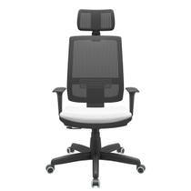 Cadeira Office Brizza Tela Preta Com Encosto Assento Aero Branco RelaxPlax Base Standard 126cm - 63616 - Sun House