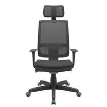 Cadeira Office Brizza Tela Preta Com Encosto Assento Aero Preto Autocompensador Base Standard 126cm - 63328 - Sun House