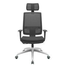 Cadeira Office Brizza Tela Preta Com Encosto Assento Aero Preto RelaxPlax Base Aluminio 126cm - 63518