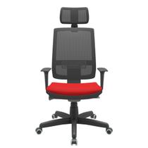 Cadeira Office Brizza Tela Preta Com Encosto Assento Aero Vermelho Autocompensador Base Standard 126cm - 63331