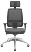 Cadeira Office Brizza Tela Preta Com Encosto Assento Poliéster Cinza Autocompensador 126cm - 63011
