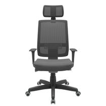 Cadeira Office Brizza Tela Preta Com Encosto Assento Poliester Cinza Autocompensador Base Standard 126cm - 63358 Cadeira Office Brizza Tela Preta Com Encosto Assento Poliester Cinza Autocompensador Base Standard 126cm - 63358