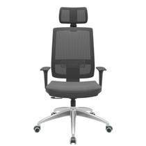 Cadeira Office Brizza Tela Preta Com Encosto Assento Poliester Cinza RelaxPlax Base Aluminio 126cm - 63525