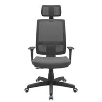 Cadeira Office Brizza Tela Preta Com Encosto Assento Poliester Cinza RelaxPlax Base Standard 126cm - 63622