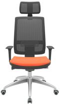 Cadeira Office Brizza Tela Preta Com Encosto Assento Poliéster Laranja Autocompensador 126cm - 63009