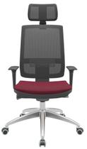 Cadeira Office Brizza Tela Preta Com Encosto Assento Poliéster Vinho Autocompensador 126cm - 63004