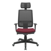 Cadeira Office Brizza Tela Preta Com Encosto Assento Poliester Vinho Autocompensador Base Standard 126cm - 63351