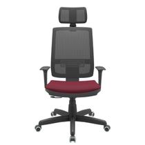 Cadeira Office Brizza Tela Preta Com Encosto Assento Poliester Vinho RelaxPlax Base Standard 126cm - 63620