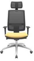 Cadeira Office Brizza Tela Preta Com Encosto Assento Vinil Amarelo Autocompensador 126cm - 63023