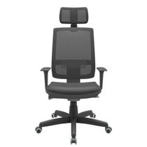 Cadeira Office Brizza Tela Preta Com Encosto Assento Vinil Preto Autocompensador Base Standard 126cm - 63361