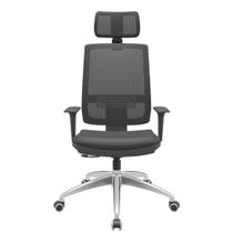 Cadeira Office Brizza Tela Preta Com Encosto Assento Vinil Preto RelaxPlax Base Aluminio 126cm - 63517