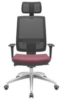 Cadeira Office Brizza Tela Preta Com Encosto Assento Vinil Vinho Autocompensador 126cm - 63017