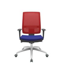 Cadeira Office Brizza Tela Vermelha Assento Aero Azul Autocompensador Base Aluminio 120cm - 63758