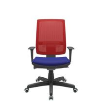 Cadeira Office Brizza Tela Vermelha Assento Aero Azul Autocompensador Base Standard 120cm - 63705