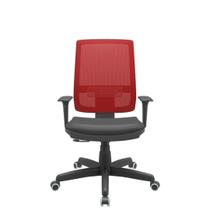 Cadeira Office Brizza Tela Vermelha Assento Vinil Preto RelaxPlax Base Standard 120cm - 63863