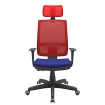 Cadeira Office Brizza Tela Vermelha Com Encosto Assento Aero Azul RelaxPlax Base Standard 126cm - 63630