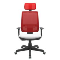 Cadeira Office Brizza Tela Vermelha Com Encosto Assento Aero Branco RelaxPlax Base Standard 126cm - 63632