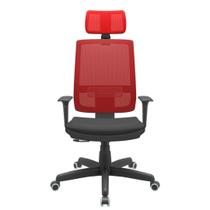 Cadeira Office Brizza Tela Vermelha Com Encosto Assento Aero Preto RelaxPlax Base Standard 126cm - 63629 - Sun House
