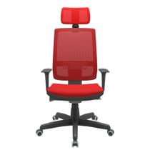 Cadeira Office Brizza Tela Vermelha Com Encosto Assento Aero Vermelho Autocompensador Base Standard 126cm - 63366 - Sun House