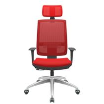 Cadeira Office Brizza Tela Vermelha Com Encosto Assento Aero Vermelho RelaxPlax Base Aluminio 126cm - 63531 - Sun House