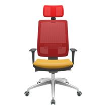Cadeira Office Brizza Tela Vermelha Com Encosto Assento Facto Dunas Amarelo Autocompensador 126cm - 63083