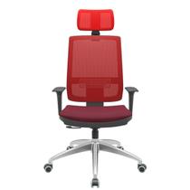 Cadeira Office Brizza Tela Vermelha Com Encosto Assento Poliester Vinho RelaxPlax Base Aluminio 126cm - 63534 Cadeira Office Brizza Tela Vermelha Com Encosto Assento Poliester Vinho RelaxPlax Base Aluminio 126cm - 63534