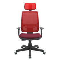 Cadeira Office Brizza Tela Vermelha Com Encosto Assento Poliester Vinho RelaxPlax Base Standard 126cm - 63634 Cadeira Office Brizza Tela Vermelha Com Encosto Assento Poliester Vinho RelaxPlax Base Standard 126cm - 63634