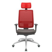 Cadeira Office Brizza Tela Vermelha Com Encosto Assento Vinil Café Autocompensador 126cm - 63096
