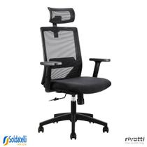 Cadeira Office Chicago Com Encosto Sistema Relax e Tela Mesh Preta - Rivatti