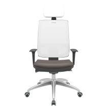 Cadeira Office Cinza Tela Branca Com Encosto Assento Vinil Café Autocompensador 126cm - 63279