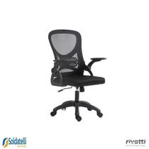 Cadeira Office Columbus Diretor Preta com Tela Mesh e Braços Rebatíveis 2D - Rivatti Cadeira Office Columbus Diretor Preta com Tela Mesh e Braços Rebatíveis 2D - Rivatti